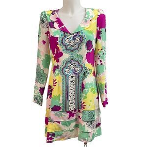 Anthropologie Plenty by Tracy Reese Silk‎ Longsleeve Colorful Sheath Dress sz 2